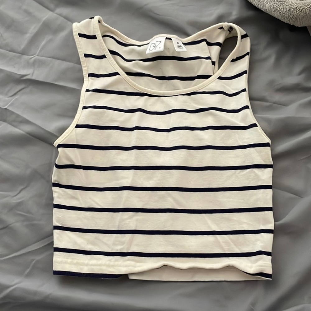 Juniors White striped crop top